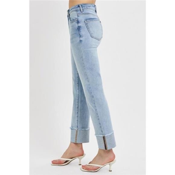 ✨NWT‎ RISEN High Rise Straight Cuffed Relaxed Jeans - Picture 4 of 6